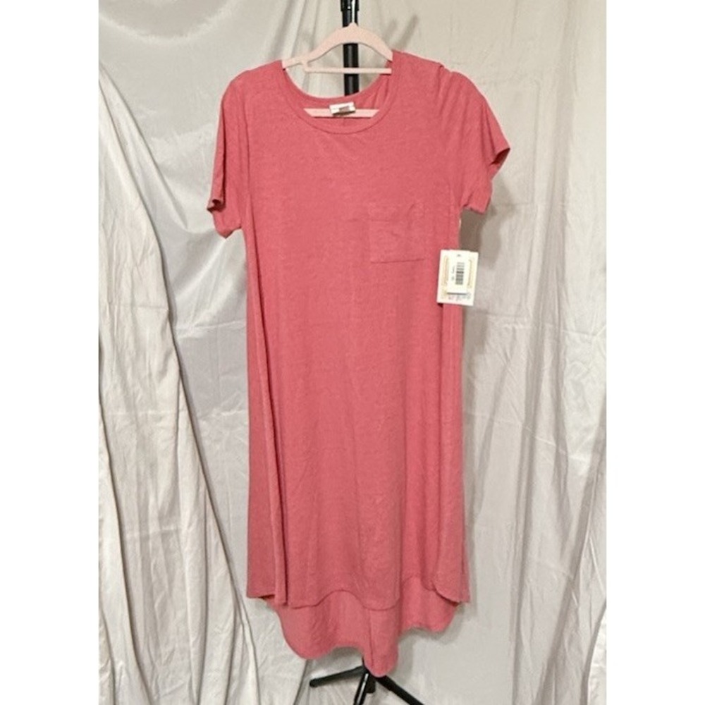 NWT Lularoe Carly Dress XS Pink High Low Hem Pocket Jersey